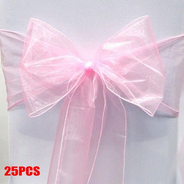 

wedding party decoration bow supplies 25pcs organza sashes chair cover covers