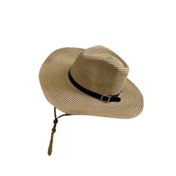 

wide brim hats panama hat male summer straw cowboy with large outdoor sun shade beach recreational fishing, Blue;gray