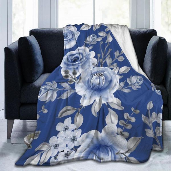 

blankets flannel blanket navy flower leaves soft thin fleece bedspread cover for bed sofa home decor dropship