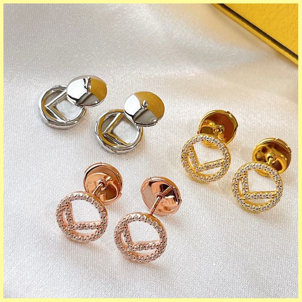 

gold hoop earrings designers diamond earrings f studs 925 silver for women small size hoops lovers gift luxury jewelry with box, Golden;silver