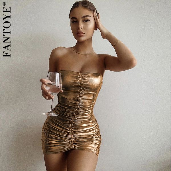 

casual dresses ruched off-shoulder mini women golden sleeveless elastic spring slim night clubwear vestidos deo0, Black;gray