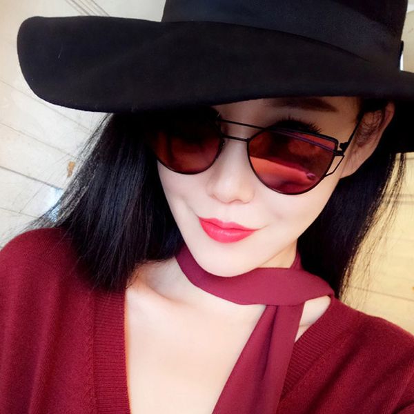 

2021 fashion cat eye vintage sunglasses rose gold mirror woman metal reflective flat lens tourism sun glasses multi-color style, White;black
