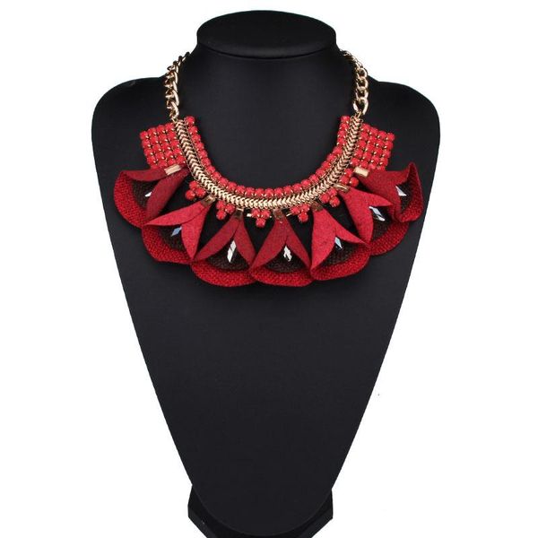 

woman necklace acrylis resin beads lint petunia flower big statement pendant bib collar choker clavicle exaggerated jewelry chokers, Golden;silver