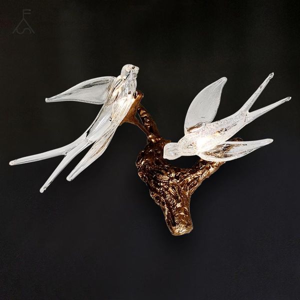 

chinese luxury copper crystal bird lamp g9 led decorative wall sconces living room light bulb aisle bedroom bedside