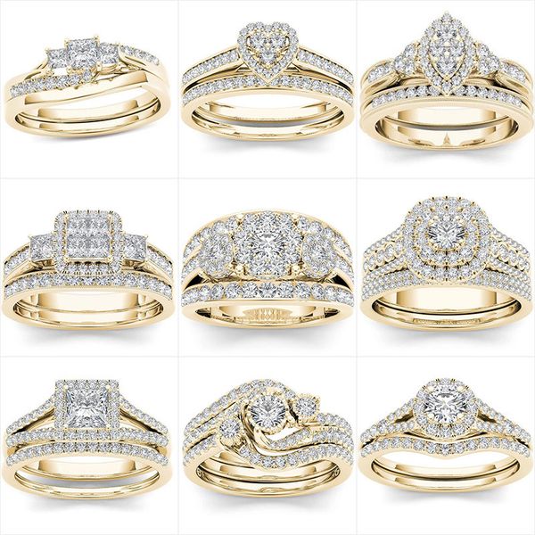 

plated beset selling ring gold plated inlaid zircon alloy, Silver