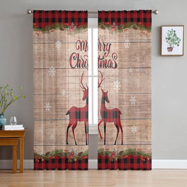 

curtain & drapes christmas snowflake elk vintage plank sheer curtains for living room bedroom home decor chiffon voile