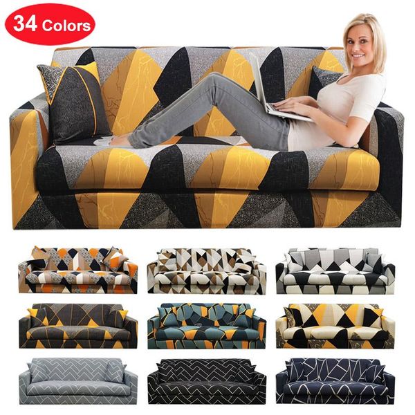 

chair covers geometric printing sofa for living room elastic spandex stretch corner sectional slipcovers 1 2 3 4 seater l shape