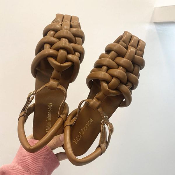 

sandals women fashion flat shoes 2021 spring ladies comfort casual outside weave female, Black
