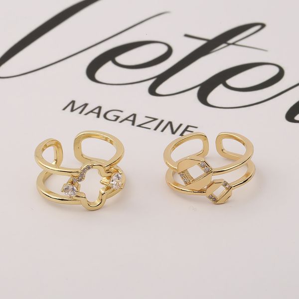 

jewelry men/women ring fashion luxury copper 18k gold wide geometric simple open cool style women's hand jewelry, Silver