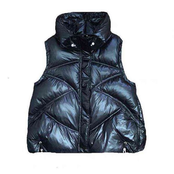 

2021 lightweight bright face women's short white duck down camisole et, Black;white