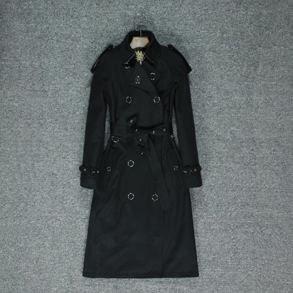 

women's trench coats english wind ladies windbreaker autumn knee-length atmospheric windproof coat women's as1m, Tan;black