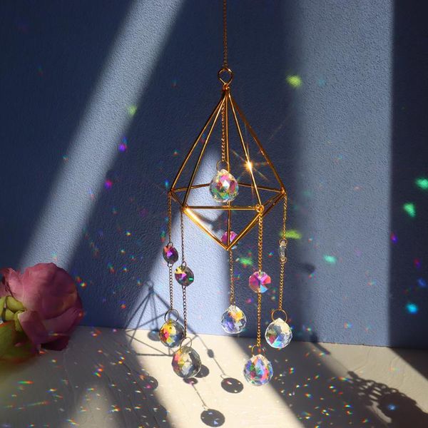 

decorative objects & figurines catching light wind chime sun prism diamond ball pointed beads crystal hanging ornament outdoor patio decorat