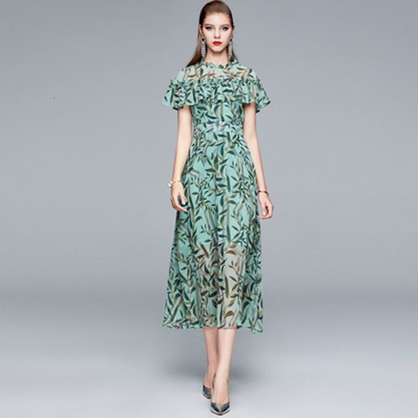 

casual dresses summer runway designer long mermaid party dress bow ruffles pearl button lantern sleeve 4pog, Black;gray