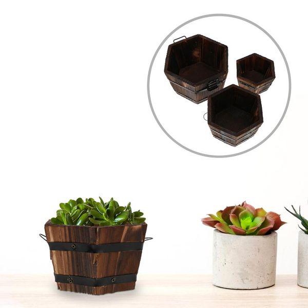 

other home decor 3pcs wooden flowerpots sturdy garden plant pots preservative flowers planter
