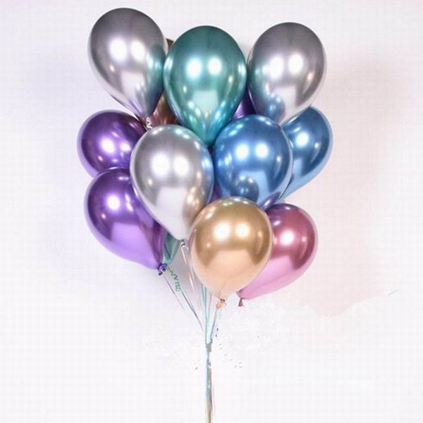 

party decoration 1set 50pcs 5/10inch chrome metallic latex balloons globos inflatable helium balloon birthday decor ballon