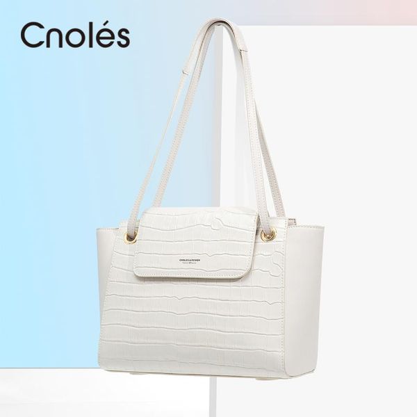 

evening bags cnoles genuine leather shoulder bag women white casual girls armpit solid color handbag street crossbody