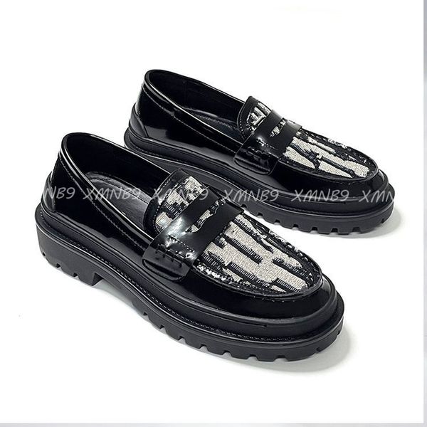 

2021 latest ladies patent leather dress shoes full letters embroidered fashion designers loafers european and american luxurys casual shoe, Black