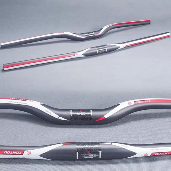 

bike handlebars &components tomtou mountain bars carbon fibre handlebar horizontal one-shaped bicycle mtb parts 31.8mm red ud matte finish