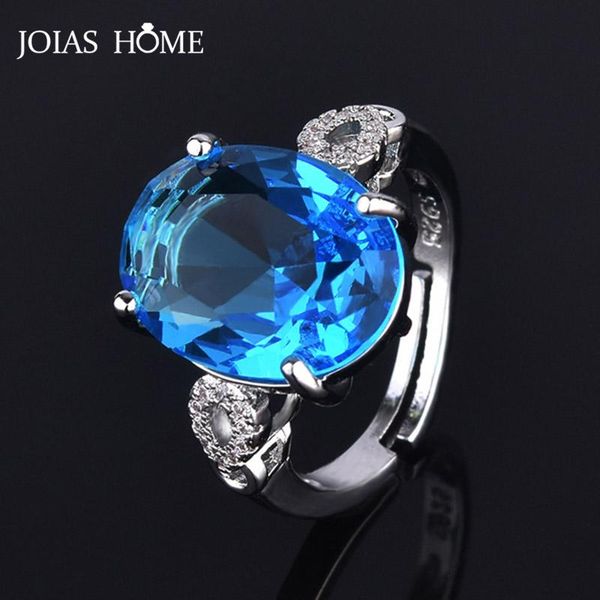 

cluster rings joiashome resizable silver 925 jewelry gemstones ring for women large oval amethyst aquamarine engagement wholesale, Golden;silver