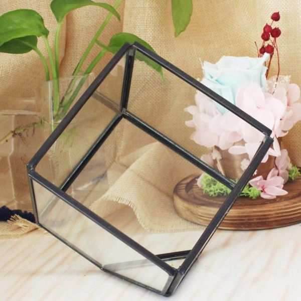 

planters & pots geometric cubes hydroponic plant vases transparent glass terrarium home table bonsai decor fleshy flower holder vase pot