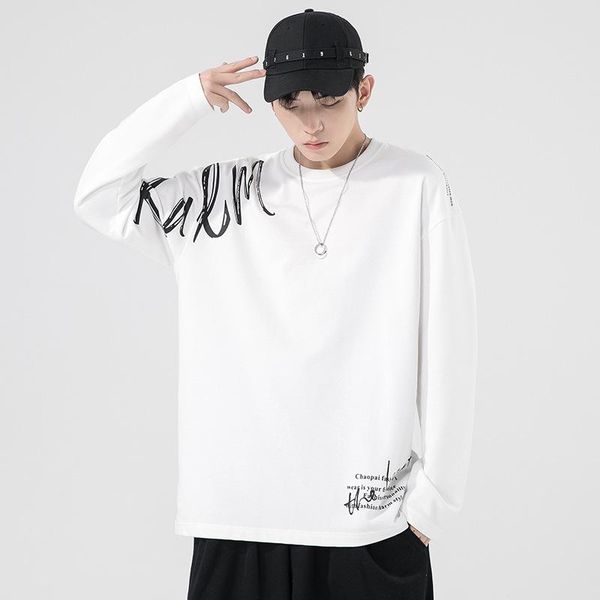 

men's hoodies & sweatshirts 2021 autumn and winter loose casual fashion trend pure cotton long-sleeved round neck pullover sweater c019, Black