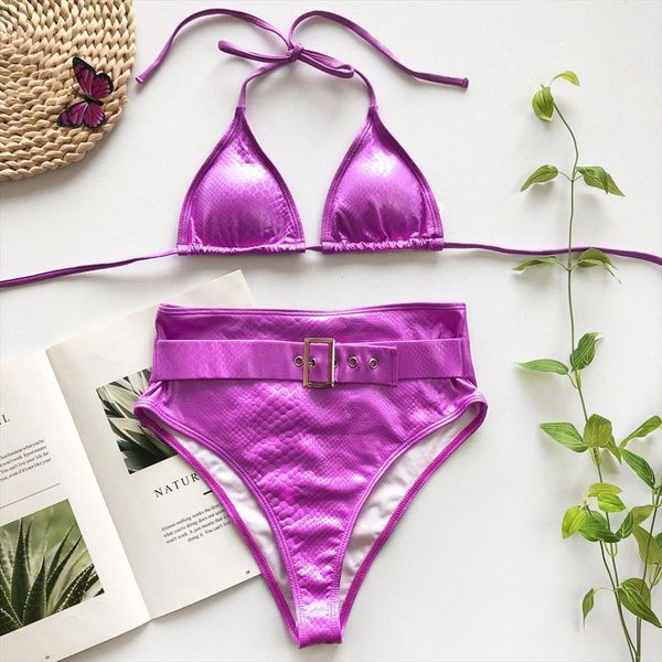 

black high waist bikini set women swimwears triangle female push up summer bathers belt bathing suit, White;black