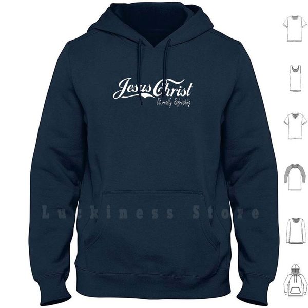 

jesus christ eternally refreshing hoodies coke men's & sweatshirts, Black