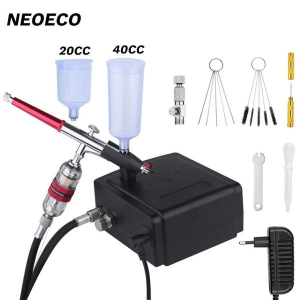 

professional spray guns detachable dual-action airbrush 20cc 40cc compressor kit 0.3mm gun set for art barber tatoo model cake car shoe pain