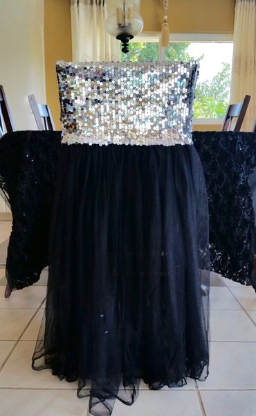 

2021 in stocks different colors wedding chair covers elegant sequined tulle tutu chairs sashes decorations skirts zj008