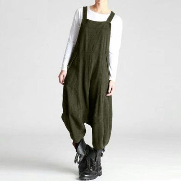 

rompers womens jumpsuit cotton long trousers pocket overalls casual women summer loose pants plus size s/5xl #73 women's jumpsuits &, Black;white