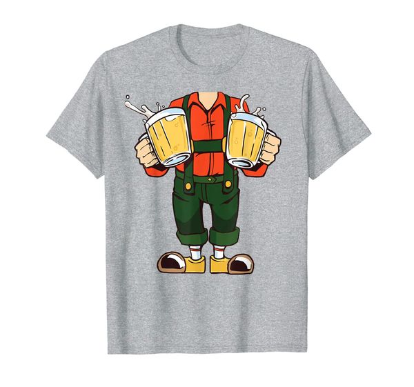 

headless man holding 2 beer mugs october fest t-shirt, White;black