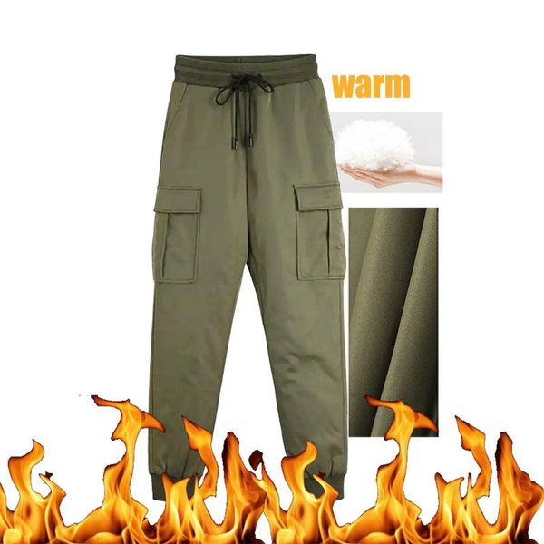 

women's pants & capris winter sports cargo women down cotton harem trousers ladies army green khaki thick warm big pocket, Black;white