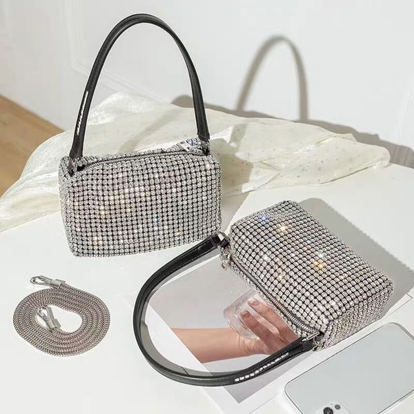 

fashion women luxurys designers al wang rhinestone bags full rhinestones flashing bling diamond underarm handbag hand carry small square bag