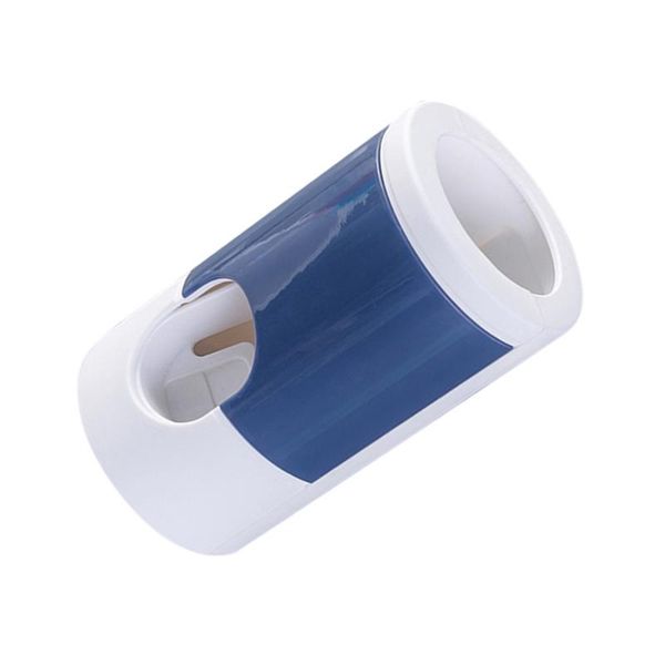 

bath accessory set 1pc fully automatic toothpaste dispenser wall-mounted punch toothbrush storage holder for home el (blue)
