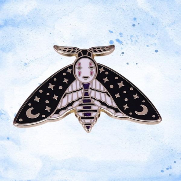 

pins, brooches spirited away mash up deaths head hawk moth dark art enamel pin galaxy artwork jewelry brooch, Gray