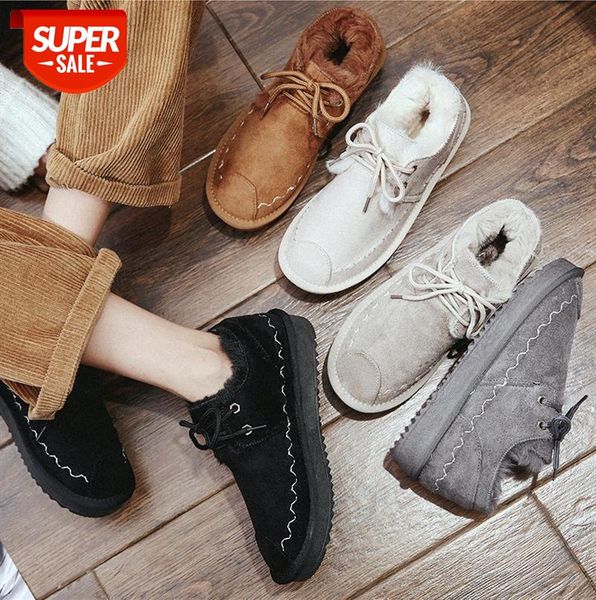 

snow boots women's winter net red cotton fur one plus velvet to keep warm korean students short-tube shoes #8o9n
