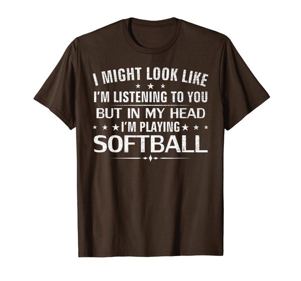 

might look like i'm listening i'm playing softball funny t-shirt, White;black
