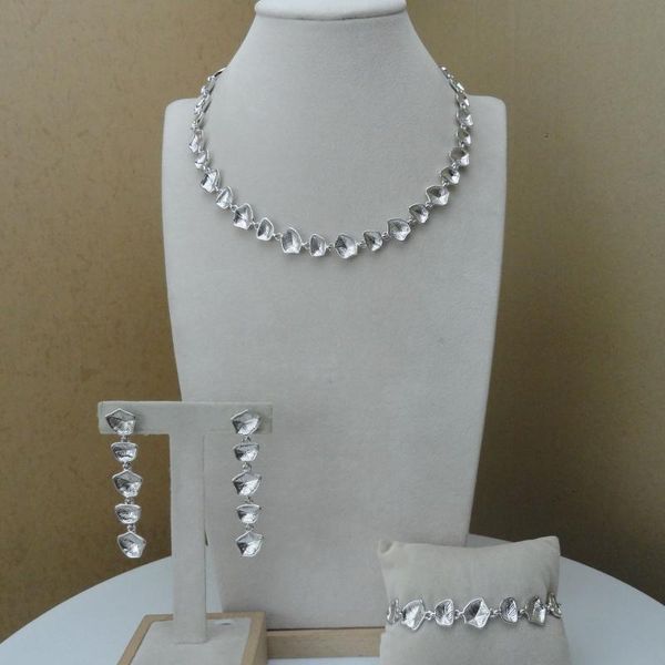 

earrings & necklace yuminglai simple design dubai costume jewelry sets bracelet and fhk10031, Silver