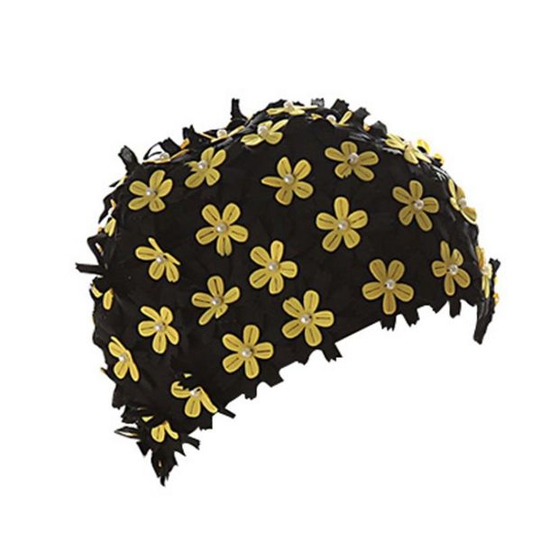 

women floral print pearl diamond swimming cap sports surf swim pool shower caps
