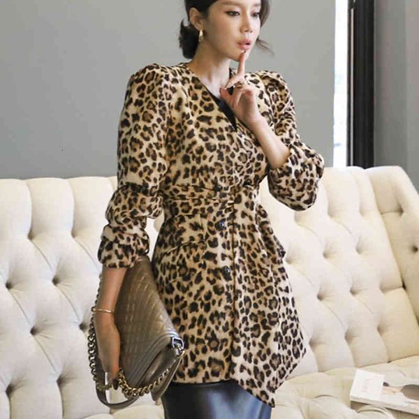 

dress comfortable double quality fresh simple leopard with jacket, Black;gray