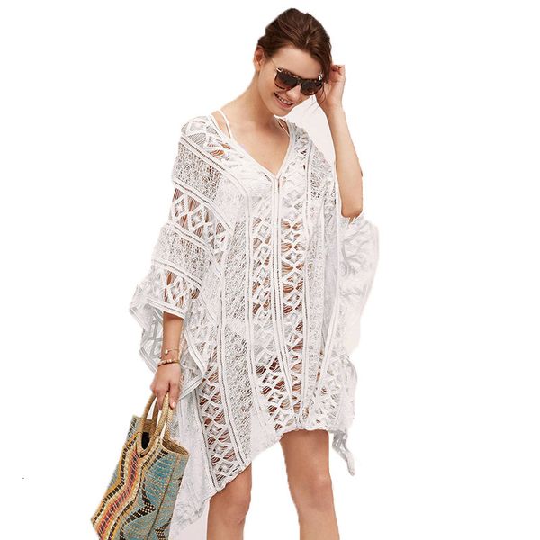 

casual dresses women bikini beach swimsuit cover-ups crochet hollow sunscreen long blouse lady summer bathing suit cover ups beachwear sjrz, Black;gray