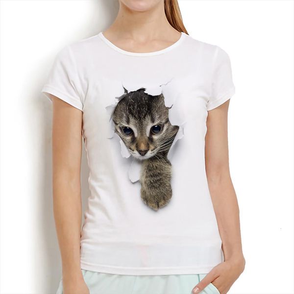 

realistic cute leopard cat womens t shirt funny 3d print summer white casual short sleeve femme streetwear no sticker