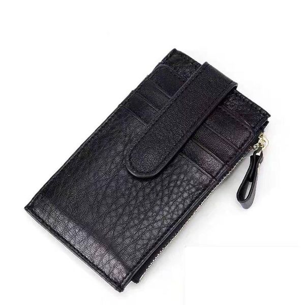 

card holders women's wallet first layer cowhide case leather, Brown;gray