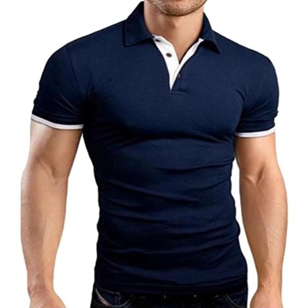 

men's polos 2021 brand summer shirt lapel casual short-sleeved stitching solid color top, White;black