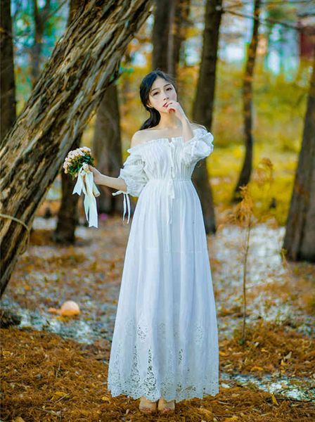

women's sleepwear bridesmaid vintage princess nightgowns goddess long white cotton for women pregnant women plus size z3iy, Black;red