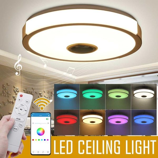 

ceiling lights with bluetooth speaker smart phone app remote control light rgb dimmable bedroom 38cm lamp