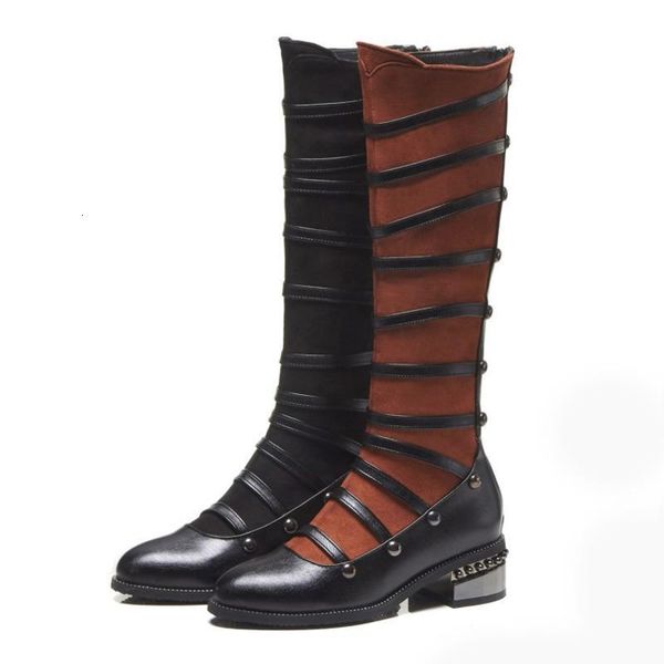 

boots large size 34-46 women knee-high long sweet cute roman mid-calf fashion over-the-knee jmf6, Black