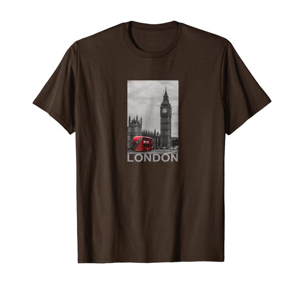 

London Street T-Shirt with Big Ben and double-decker Bus, Mainly pictures