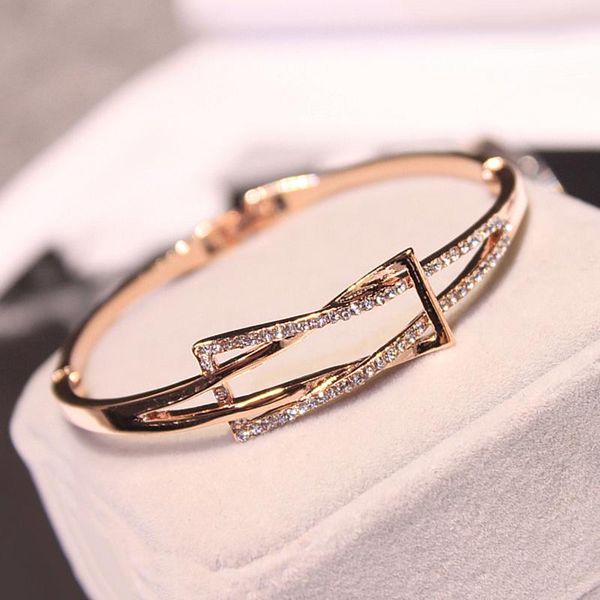

korean new glossy geometric irregular cross ripple jewelry bangle bracelet for women girls party, Black