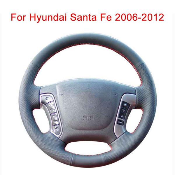 

customize car steering wheel cover for santa fe 2006-2012 leather braid covers